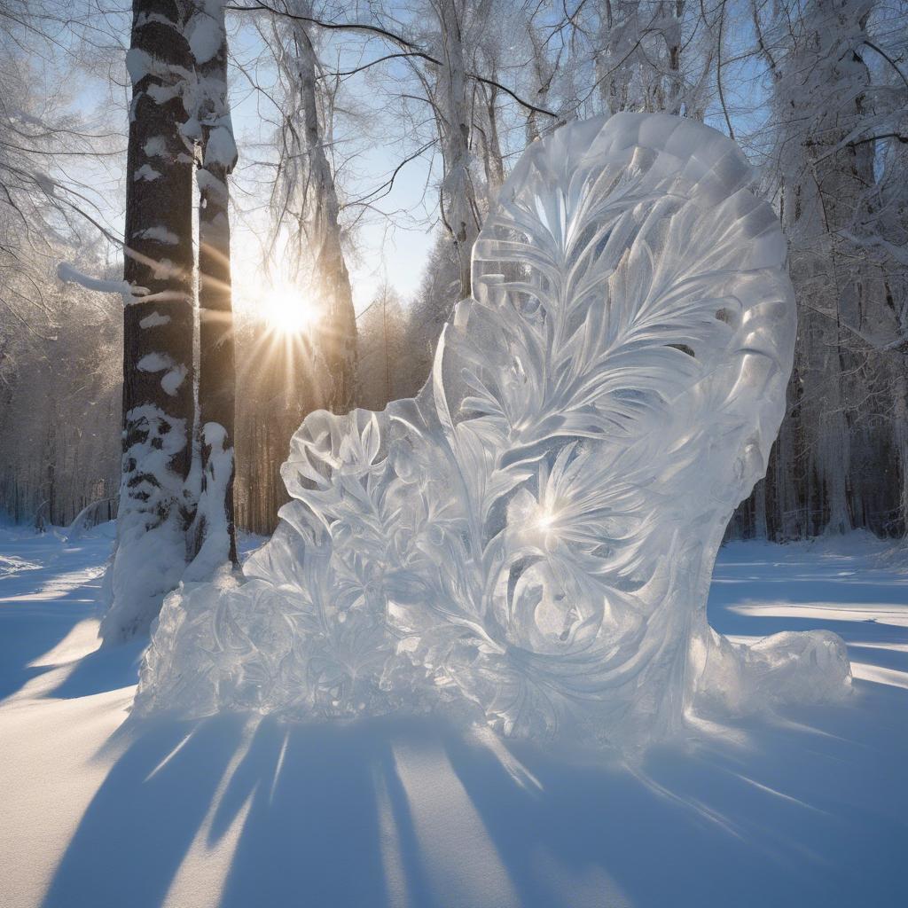 Ледена скулптура през зимата